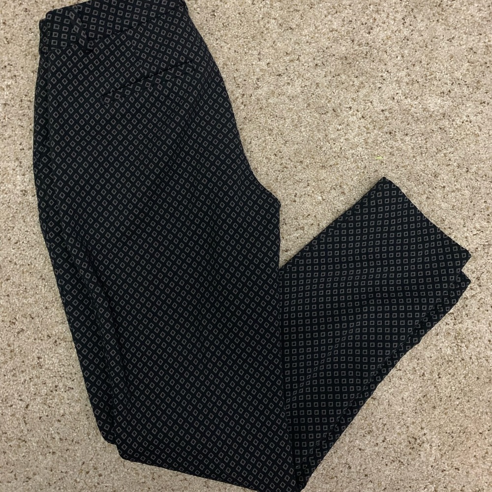 Navy Express Columnist ankle pants with grey diamonds, size 0